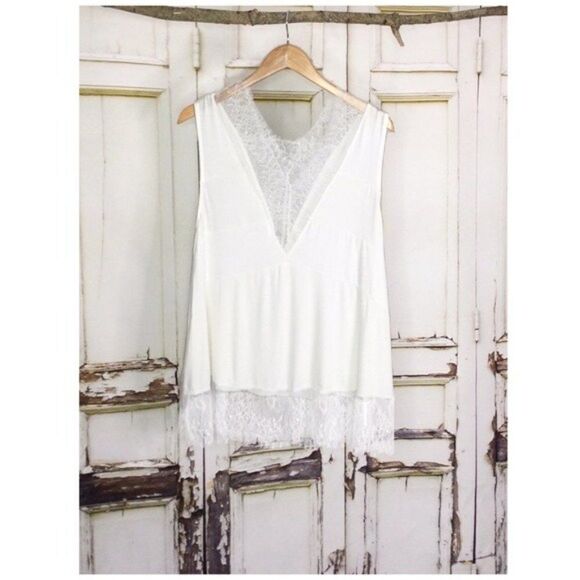 Always Hopeful Knit Top with Lace In Off White. - Picture 10 of 14